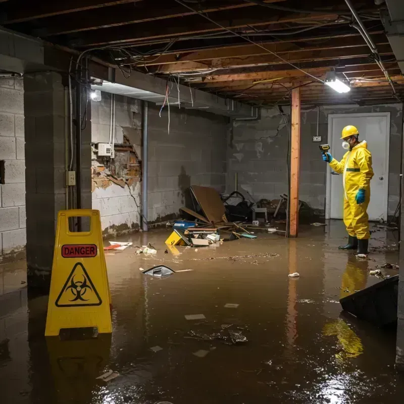 Flooded Basement Electrical Hazard in Barneveld, WI Property